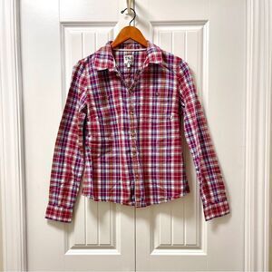 TNA Plaid Flannel Button-Up Red